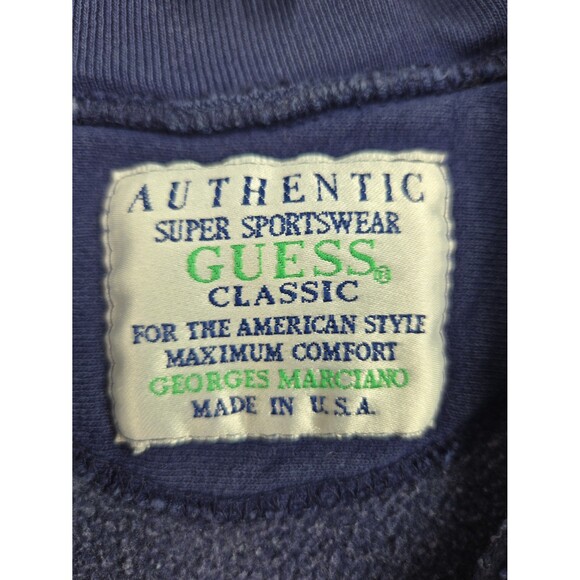 Vintage 1993 GUESS USA Georges Marciano Spellout Blue Sweatshirt Unisex Adult XL - Picture 8 of 11